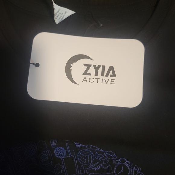 ZYIA Black Muscle Tank with Purple Crescent Moon Accent - Picture 4 of 11